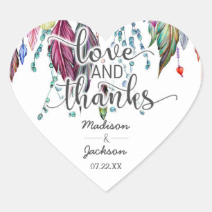 Sticker Cœur Boho Dreamcatcher & Feathers Love & Thanks Favoris