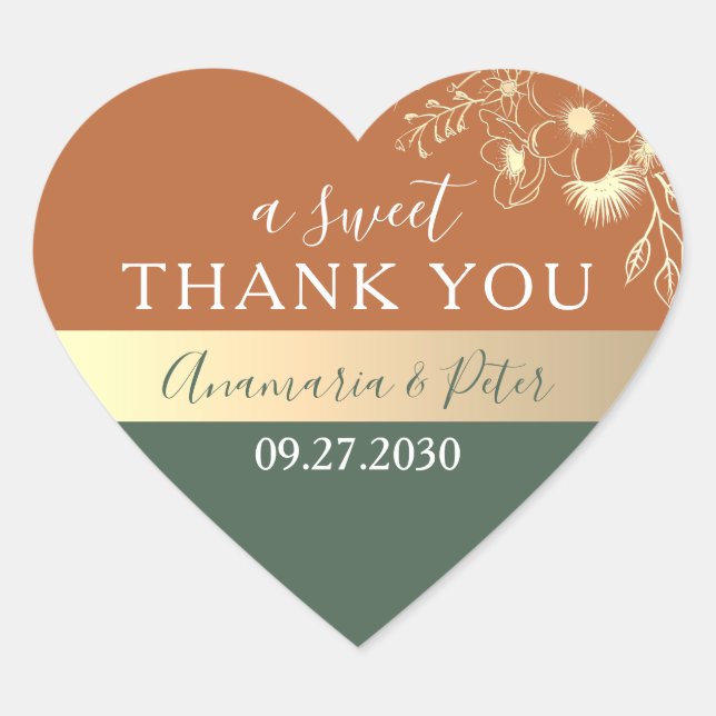 Sticker Cœur Boho Un Merci Sucré Faveur de mariage (Devant)
