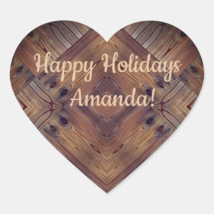 Sticker Cœur Bois texture bois naturel arrière - plan brun arbr