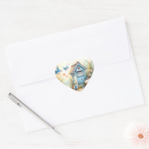 Sticker Cœur Boîte aux lettres Bleue de Lettres d'Amour Cottage