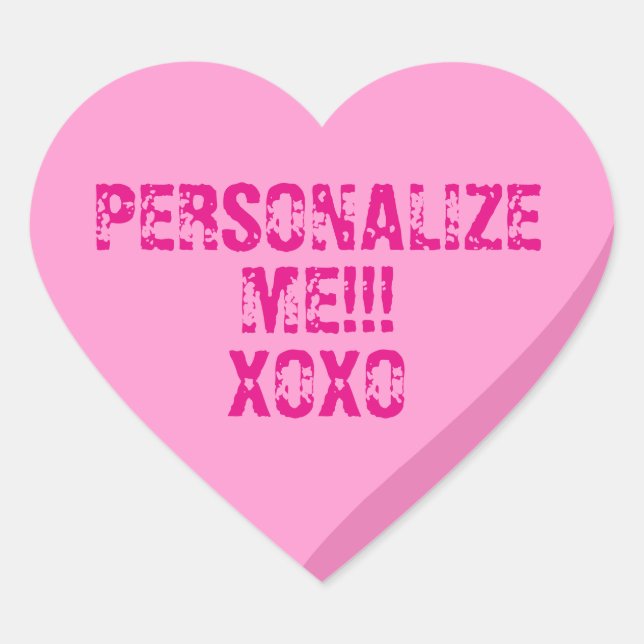 Sticker Cœur Bonbon rose brillant personnalisé (Devant)