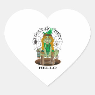 Sticker Cœur Bonjour Halloween
