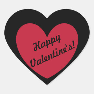 Sticker Cœur "Bonne Saint Valentin" Coeur rouge sur noir