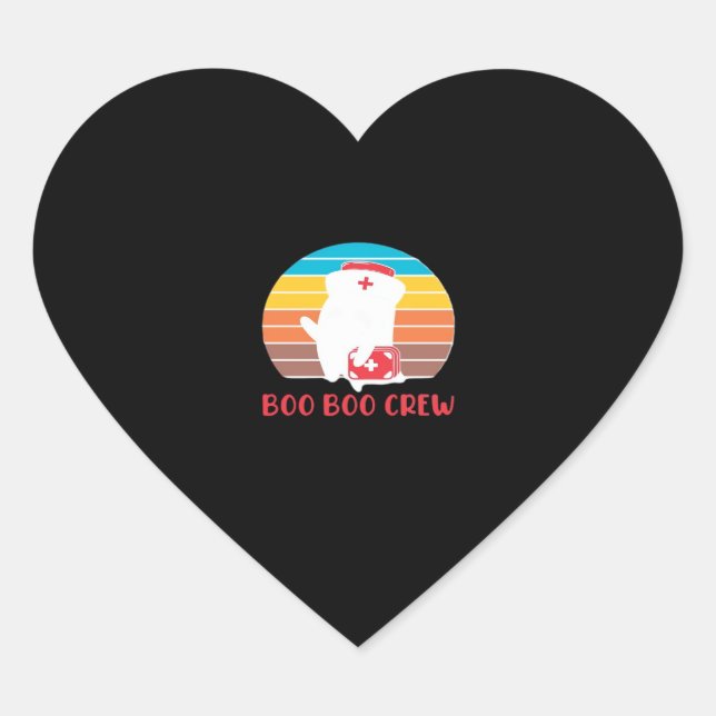 Sticker Cœur Boo Boo Crew Nurse Funny Ghost Halloween Classique (Devant)