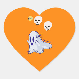 Sticker Cœur Boo Ghost UK 31 Éffrayant USA Crâne Octobre Hallow