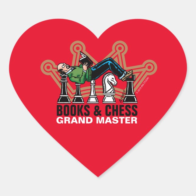 Sticker Cœur Books & Chess Grand Master (Devant)