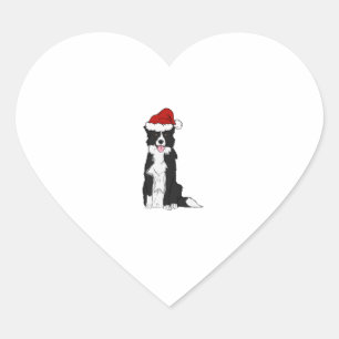 Sticker Cœur Bordure de Noël Collie 1