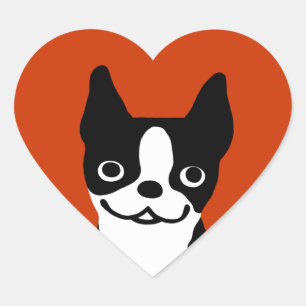 Sticker Cœur Boston Terrier - chien mignon