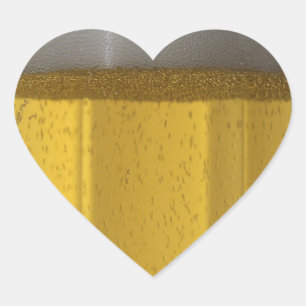 Sticker Cœur Boue de bière avec bulles et mousse