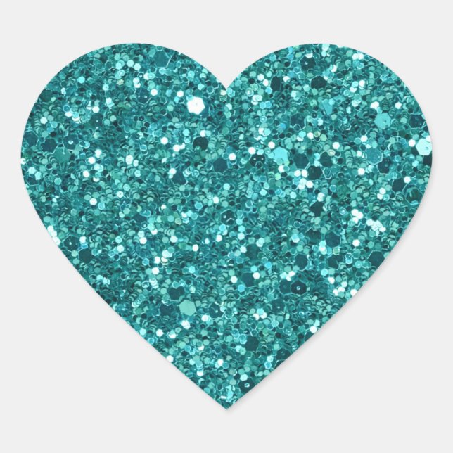 Sticker Cœur Boule Turquoise, étincelle et parties scintillant (Devant)