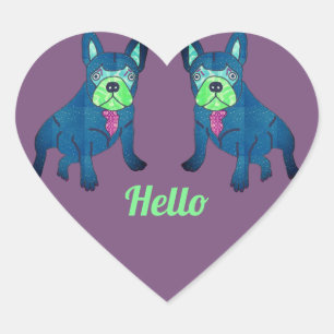 Sticker Cœur Bouledogue français dit Hello French Bulldog