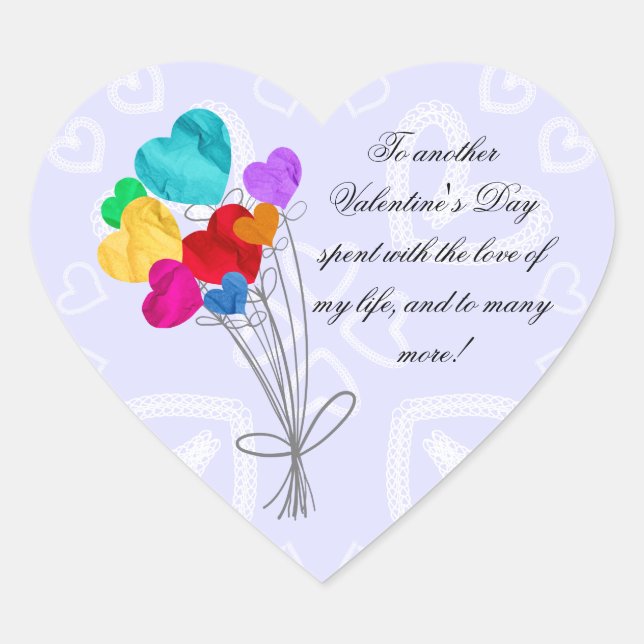 Sticker Cœur Bouquet de ballons en papier coeur (Devant)