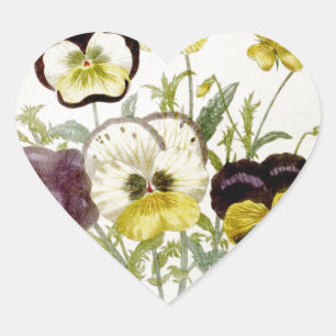 Sticker Cœur Bouquet de fleurs Vintages peintes Script 4