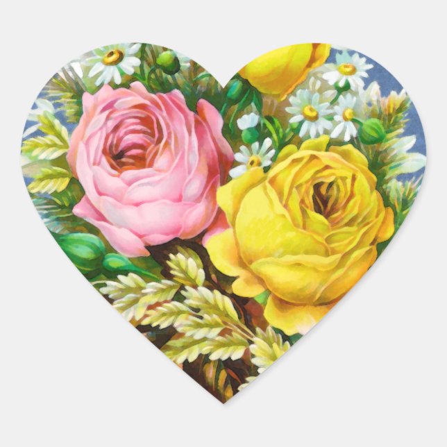 Sticker Cœur Bouquet floral d'automne aquarelle (Devant)