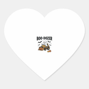 Sticker Cœur Bouteur fantôme Halloween Boo-Dozer Design_1