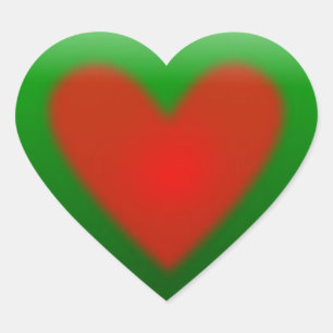 Sticker Cœur Bouton vert avec coeur rouge 3D