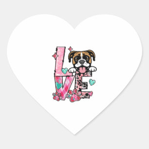 Sticker Cœur Boxer Chien J'aime Mon Chien Valentines Jour