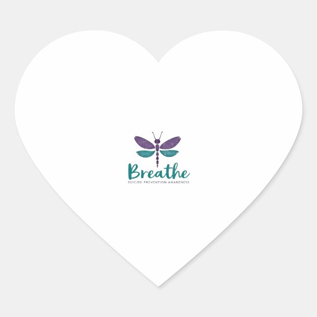Sticker Cœur Breathe Dragonfly Suicide Prevention mental health (Devant)