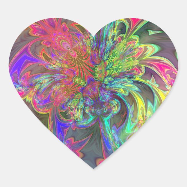 Sticker Cœur Bright Burst of Color - Saumon & Indigo Deva (Devant)
