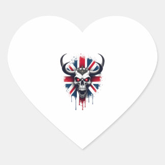 Sticker Cœur British Skull England UK Flag Premium T-Shirt (2)