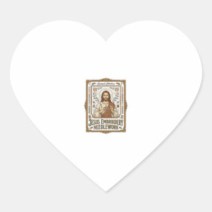 Sticker Cœur Broderie Jésus Travail à l'aiguille Jésus Broderie