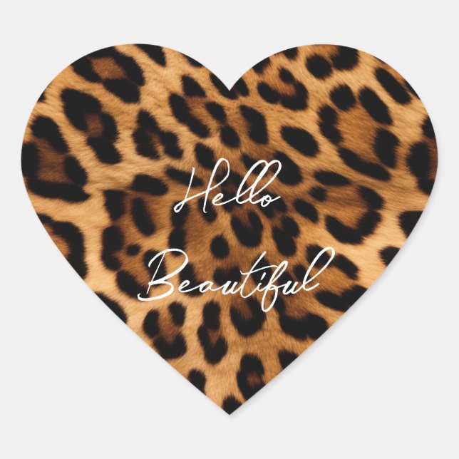 Sticker Cœur Brown Poster de animal Leopard (Devant)