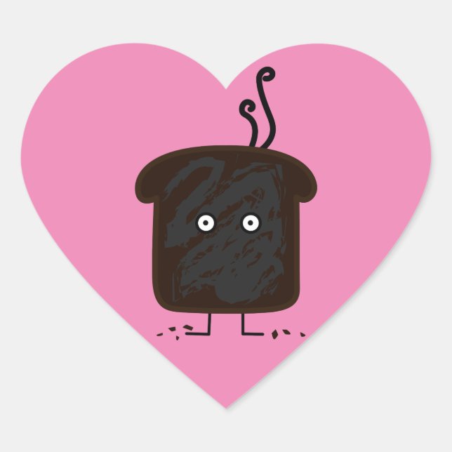 Sticker Cœur Brûler Toast fumée miettes cendres pain (Devant)