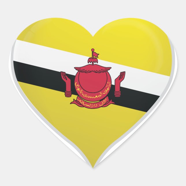 Sticker Cœur Brunéi Darussalam aime drapeau coeur de fierté (Devant)