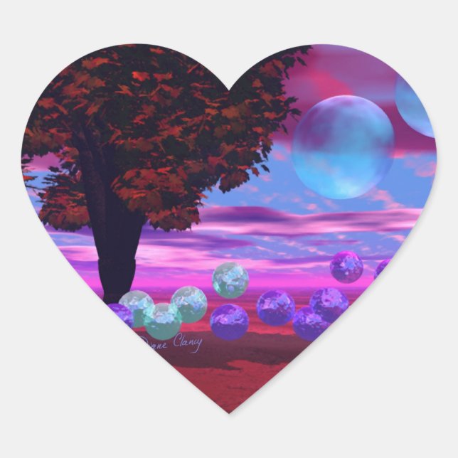Sticker Cœur Bubble Garden - Rose et Azure Wisdom (Devant)