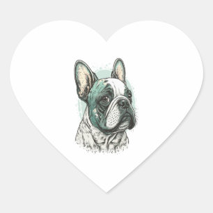 Sticker Cœur bulldog français