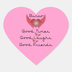 Sticker Cœur Bunco - Bon Temps, Rires, Amis - Coeur Rétro