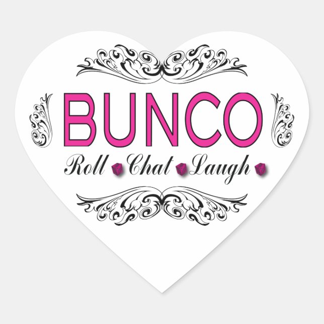 Sticker Cœur Bunco, Rouleau, Conversation, Rire en rose, noir e (Devant)