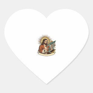 Sticker Cœur Bureau debout Jésus cassé coincé à mi-chemin Burea