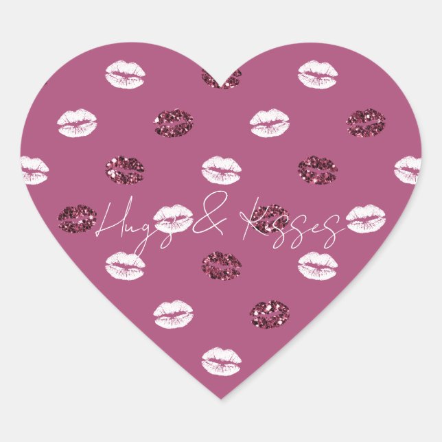 Sticker Cœur Burgundy rose Parties scintillant rouge blanc Bais (Devant)