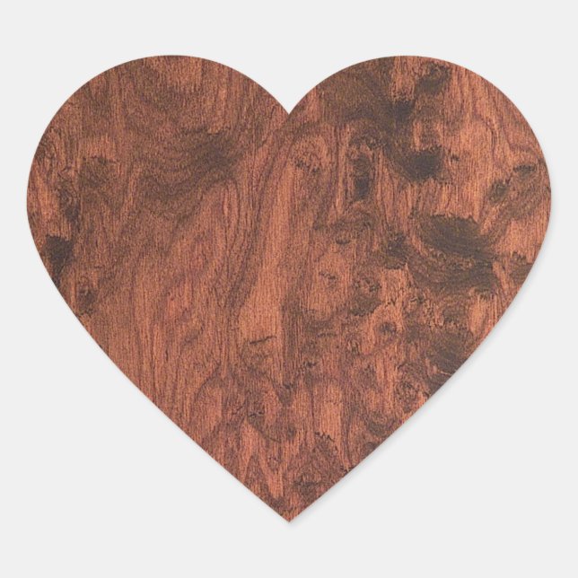 Sticker Cœur Burl Mahogany Wood Texture (Devant)