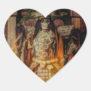 Sticker Cœur bushido japonais samouraï armure samouraï crâne