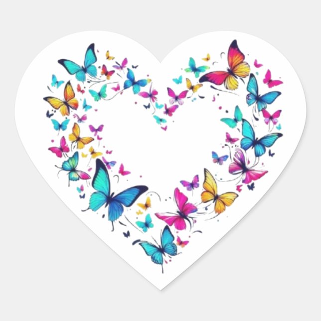 Sticker Cœur Butterfly Heart Aesthetic Sticke (Devant)
