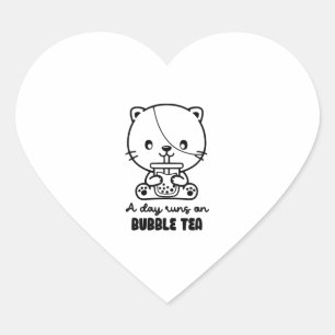 Sticker Cœur Buvette de chat Thé de bulle, Boba Clipart de thé