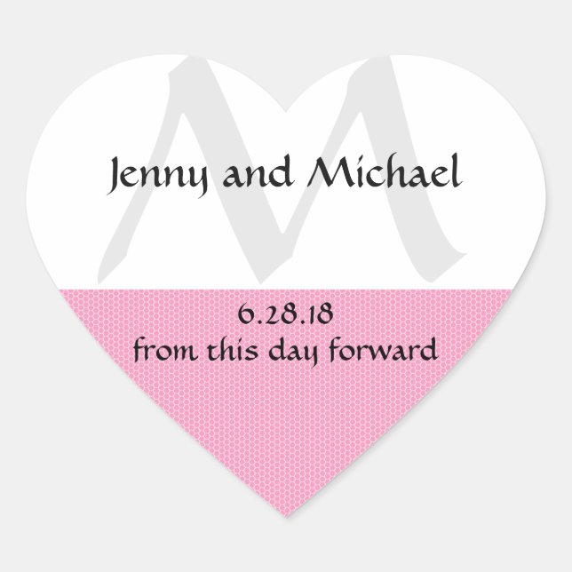 Sticker Cœur Câbles Mariages en forme de coeur rose et blanc (Devant)