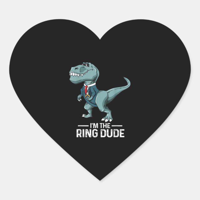 Sticker Cœur Cadeau de garçon porteur de bague T-Rex dinosaure  (Devant)
