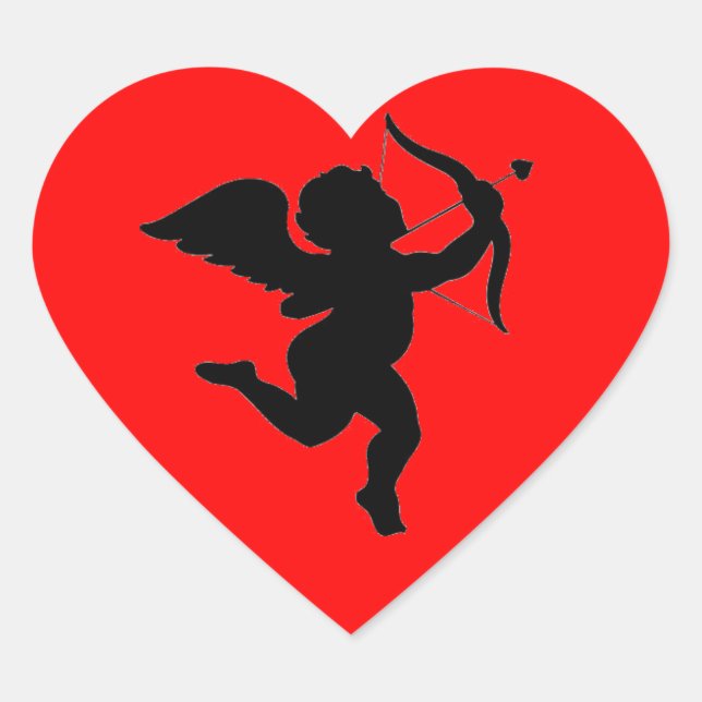 Sticker Cœur Cadeau de la Saint Valentin Silhoutte cupide (Devant)
