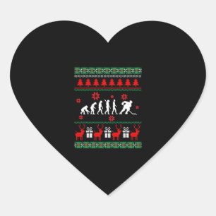 Sticker Cœur Cadeau de Noël moche Sweater Hockey xmas cadeau pr