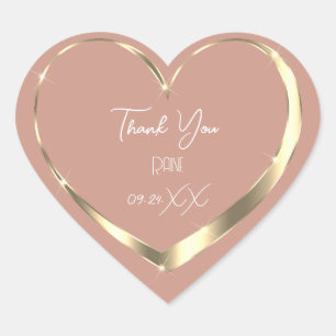 Sticker Cœur Cadeau de Remerciement Rose Gold Heart Mariage Dou