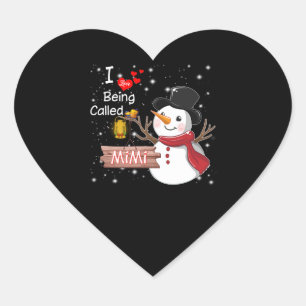 Sticker Cœur Cadeau Mimi   J'Aime Être Appelé Mimi Snowman