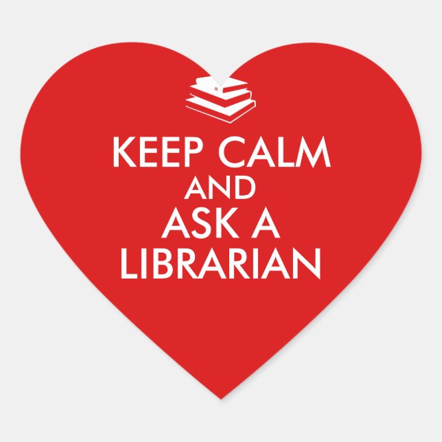 Sticker Cœur Cadeaux du bibliothécaire Garder le calme Demander (Devant)