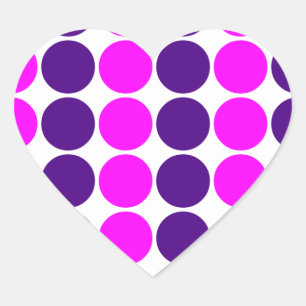Sticker Cœur Cadeaux élégants pour filles : Pois roses et viole