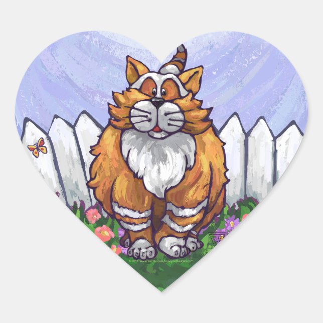 Sticker Cœur Cadeaux et accessoires de chats de gingembre (Devant)