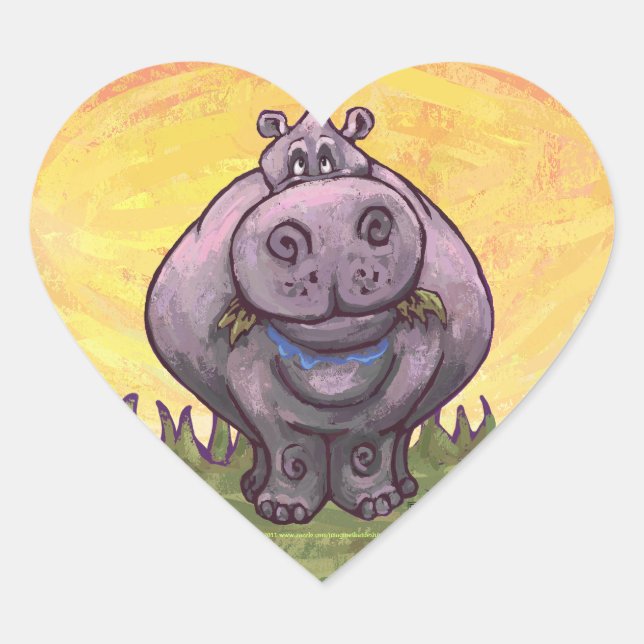 Sticker Cœur Cadeaux et accessoires Hippopotamus (Devant)