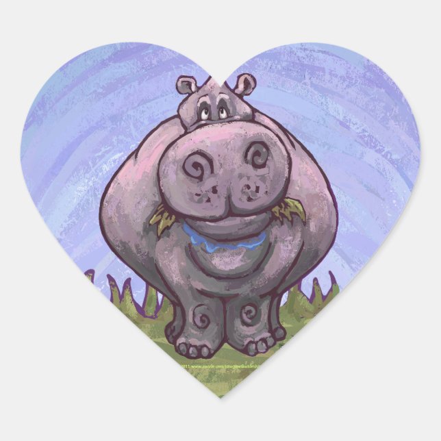 Sticker Cœur Cadeaux et accessoires Hippopotamus (Devant)