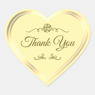 Sticker Cœur Cadre doré à la crème pastel et rose vintage Merci